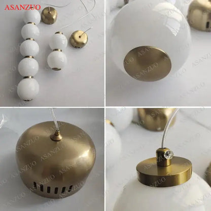 Modern gold 5-sphere glass ball pendant lights dining room cascade