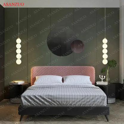 Modern gold 5-sphere glass ball pendant lights dining room cascade