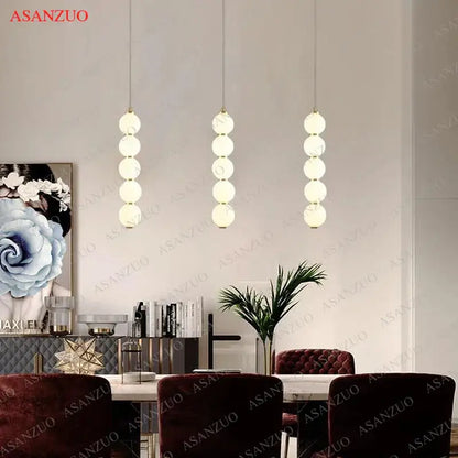 Modern gold 5-sphere glass ball pendant lights dining room cascade