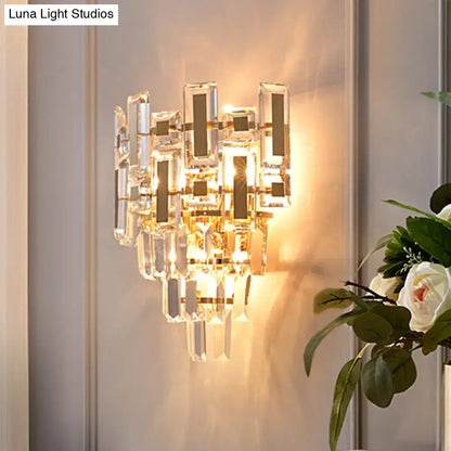 Modern gold 5 tier crystal wall lamp family room flush mount