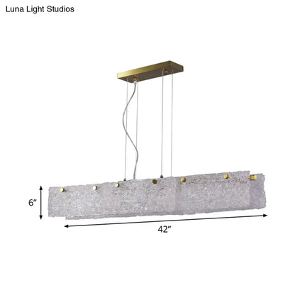 Modern gold 9-light island pendant kitchen transparent crackle glass