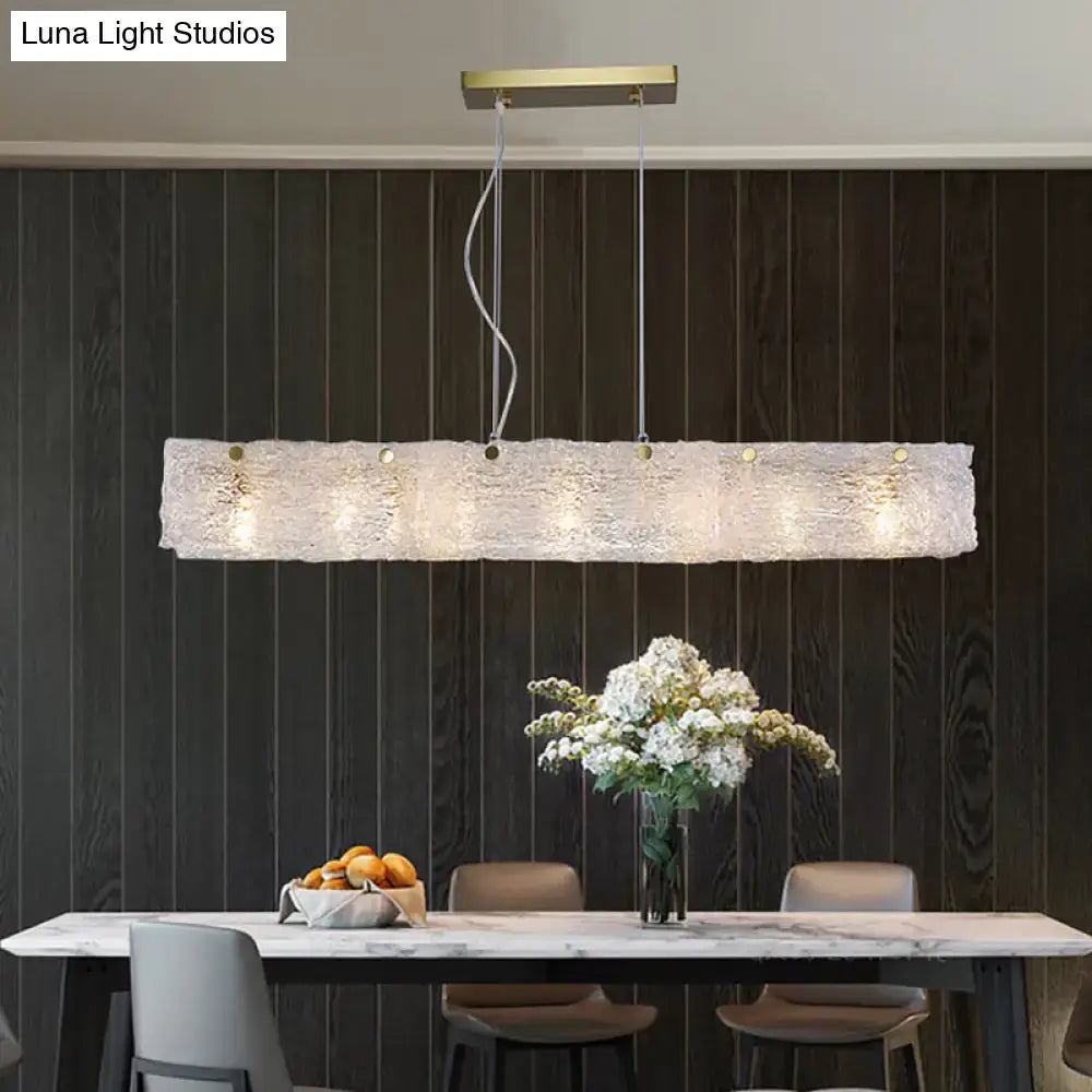 Modern gold 9-light island pendant kitchen transparent crackle glass