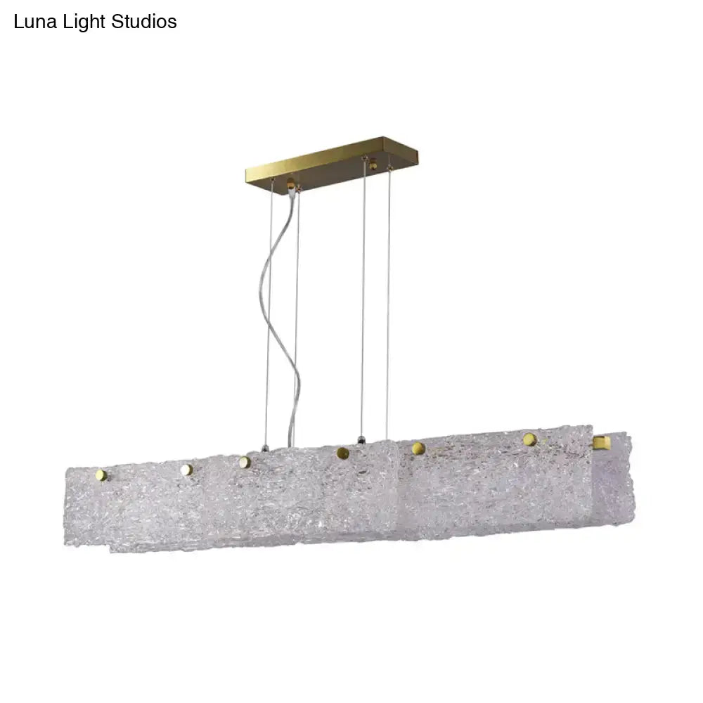 Modern gold 9-light island pendant kitchen transparent crackle glass