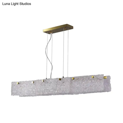 Modern gold 9-light island pendant kitchen transparent crackle glass