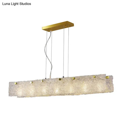 Modern gold 9-light island pendant kitchen transparent crackle glass