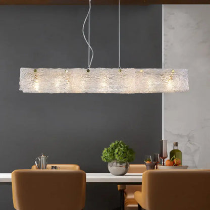 Modern gold 9-light island pendant kitchen transparent crackle glass