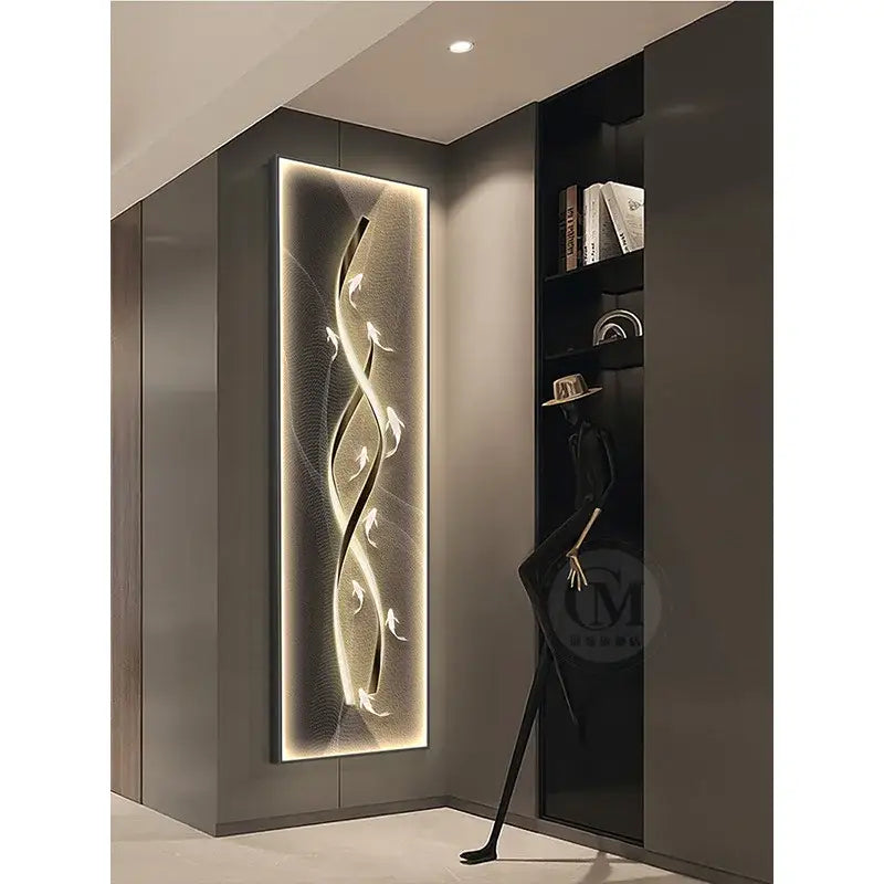 Modern gold abstract wall lamp living room illuminated art