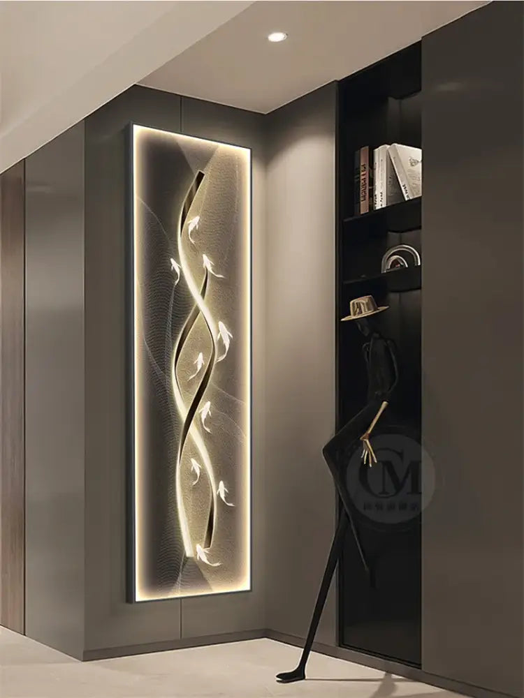 Modern gold abstract wall lamp living room illuminated art