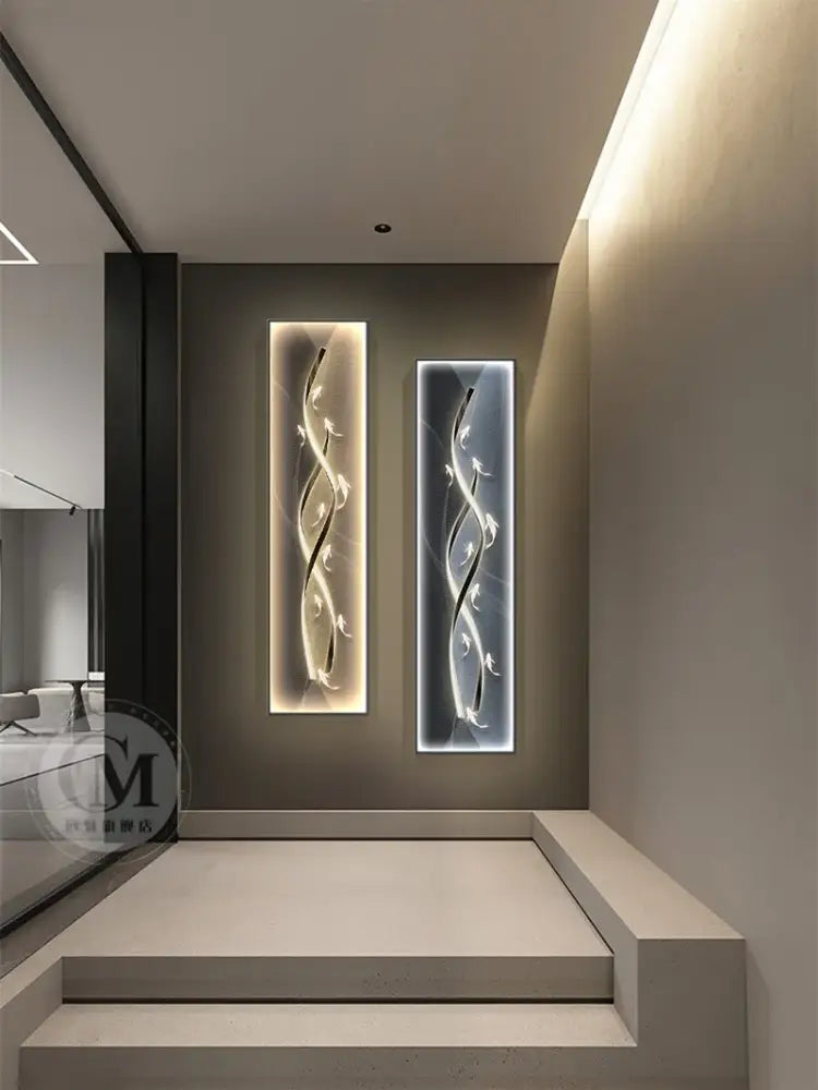Modern gold abstract wall lamp living room illuminated art