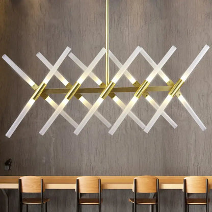 Modern gold acrylic island light dining room geometric chandelier