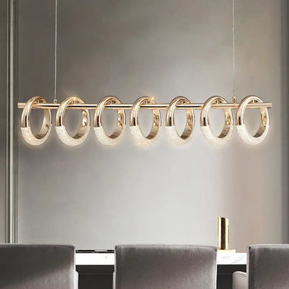 Modern gold acrylic led 6 ring pendant lights for dining room