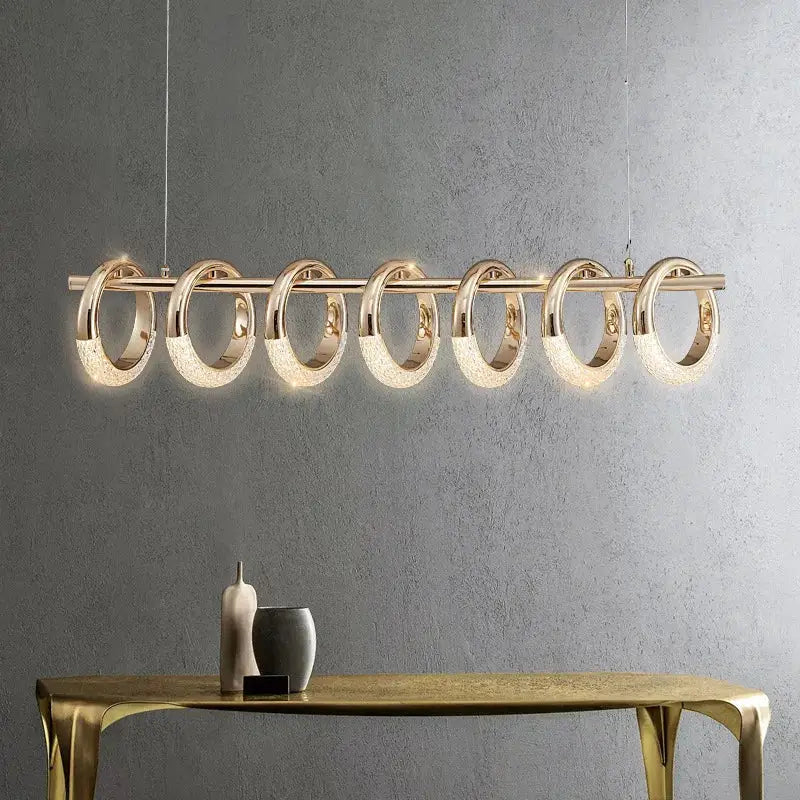 Modern gold acrylic led 6 ring pendant lights for dining room