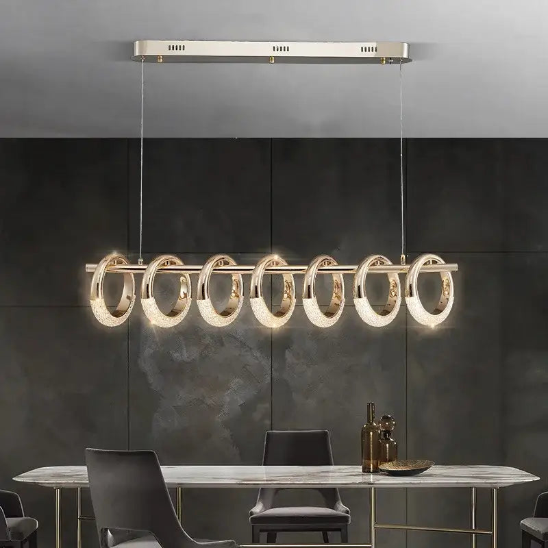 Modern gold acrylic led 6 ring pendant lights for dining room