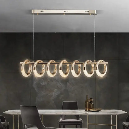 Modern gold acrylic led 6 ring pendant lights for dining room