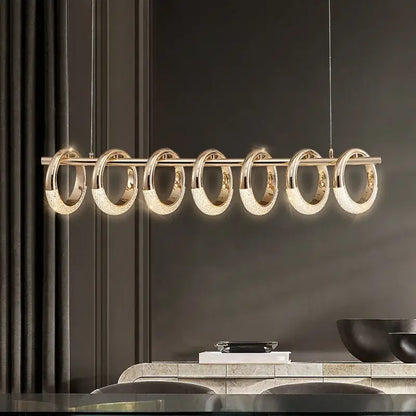 Modern gold acrylic led 6 ring pendant lights for dining room