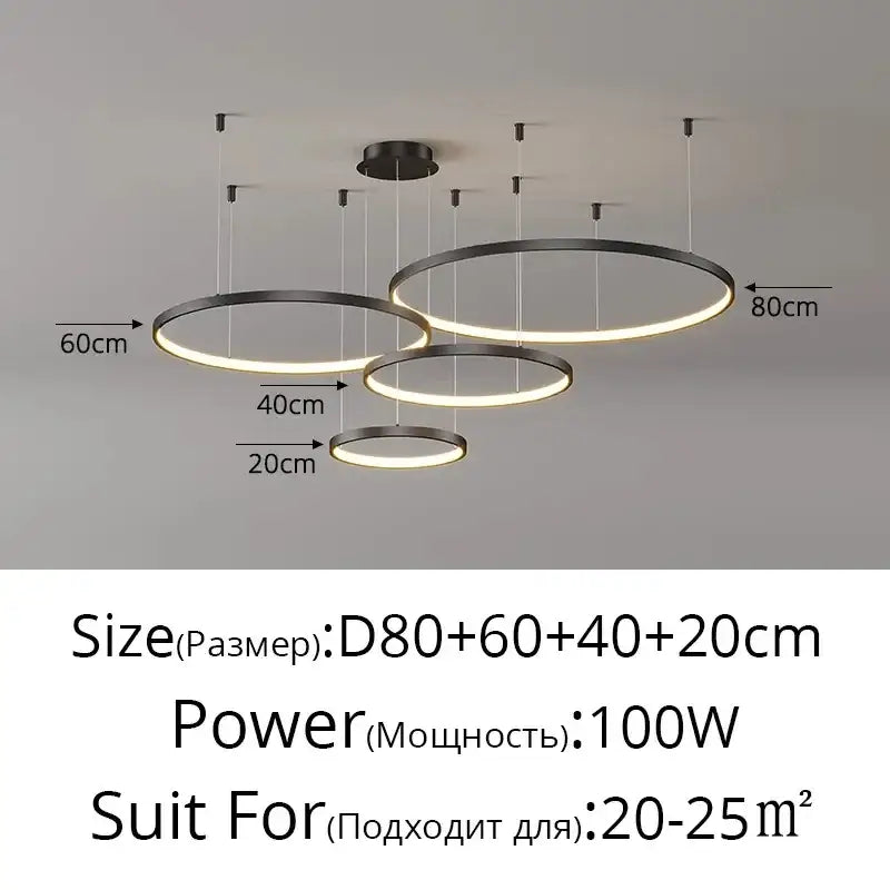Modern gold acrylic led ring pendant light for dining room