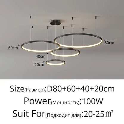 Modern gold acrylic led ring pendant light for dining room
