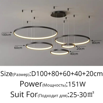 Modern gold acrylic led ring pendant light for dining room