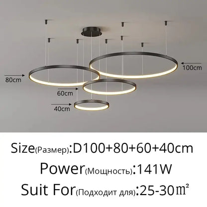 Modern gold acrylic led ring pendant light for dining room