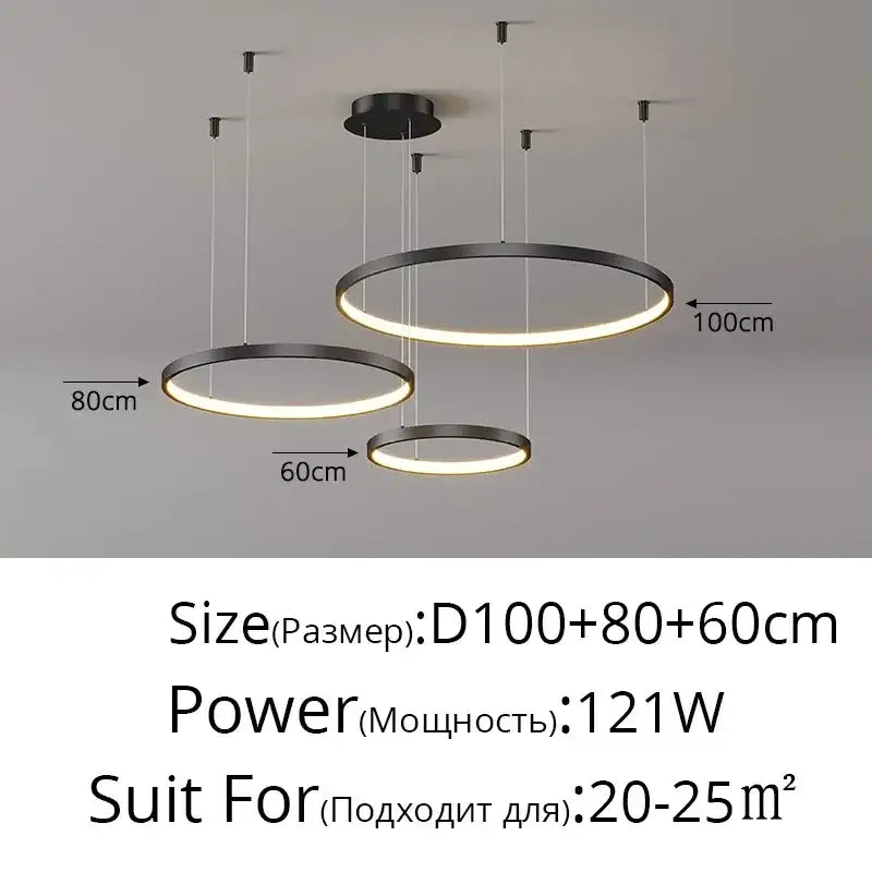 Modern gold acrylic led ring pendant light for dining room