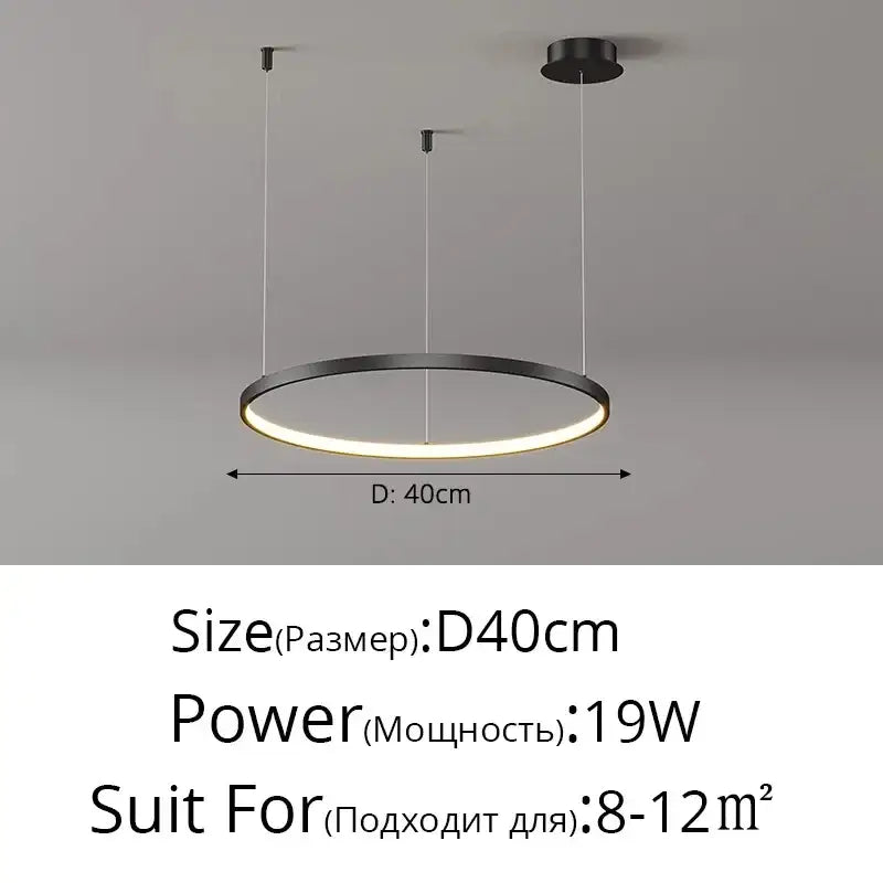 Modern gold acrylic led ring pendant light for dining room