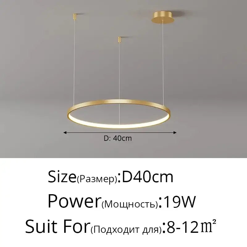 Modern gold acrylic led ring pendant light for dining room