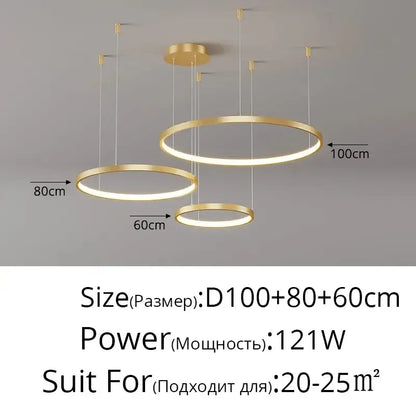 Modern gold acrylic led ring pendant light for dining room