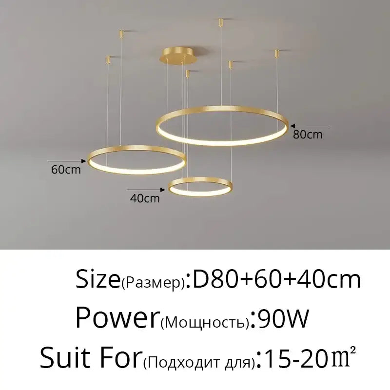 Modern gold acrylic led ring pendant light for dining room