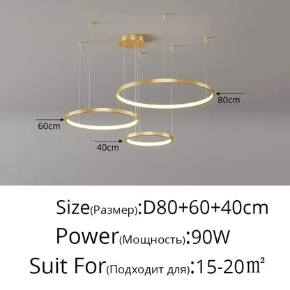 Modern gold acrylic led ring pendant light for dining room