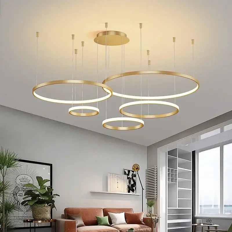 Modern gold acrylic led ring pendant light for dining room