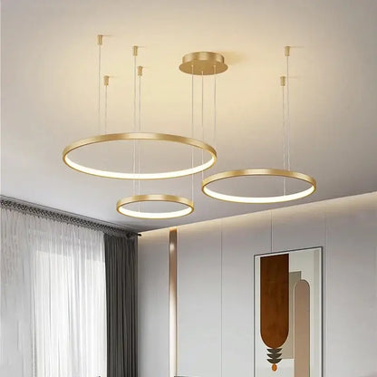 Modern gold acrylic led ring pendant light for dining room