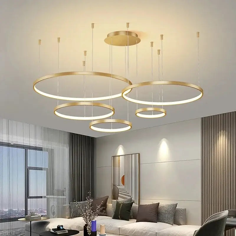 Modern gold acrylic led ring pendant light for dining room