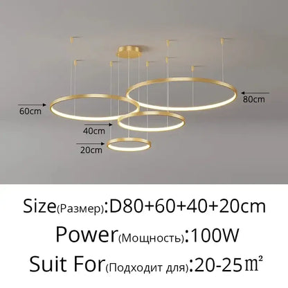 Modern gold acrylic led ring pendant light for dining room