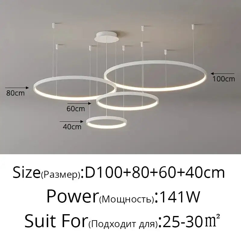 Modern gold acrylic led ring pendant light for dining room