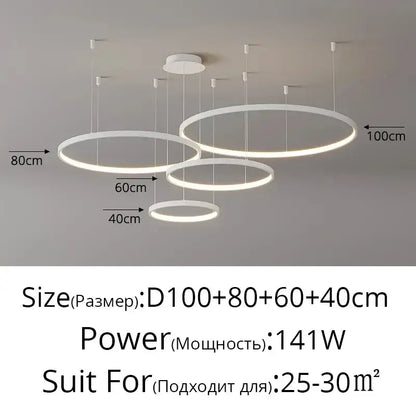 Modern gold acrylic led ring pendant light for dining room