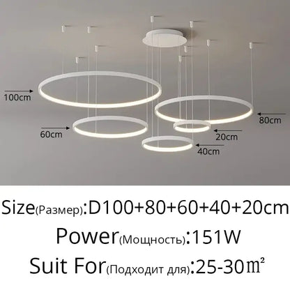 Modern gold acrylic led ring pendant light for dining room