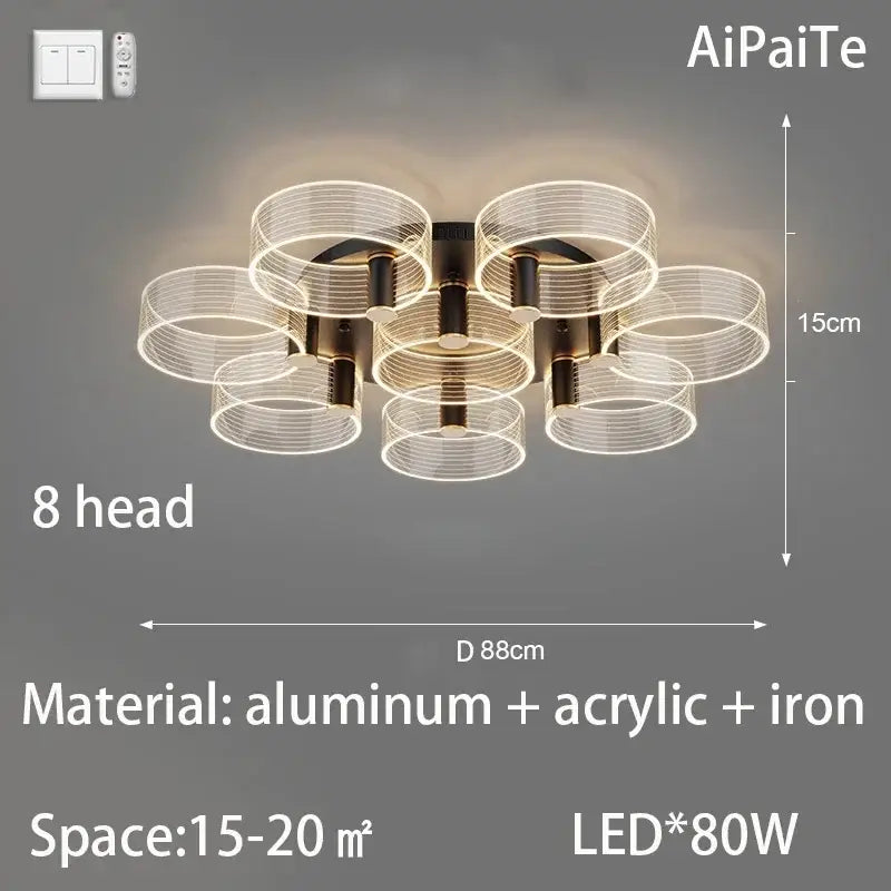Modern gold acrylic lustre chandelier living room ring light