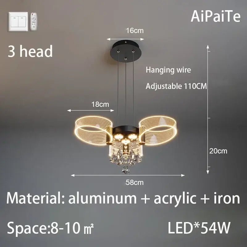 Modern gold acrylic lustre chandelier living room ring light