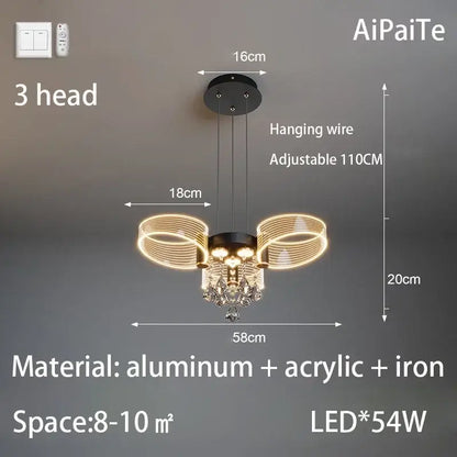 Modern gold acrylic lustre chandelier living room ring light