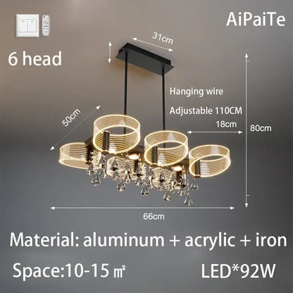 Modern gold acrylic lustre chandelier living room ring light