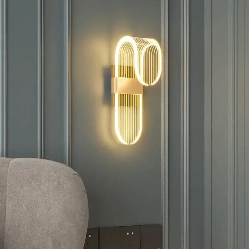 Modern gold acrylic lustre chandelier living room ring light
