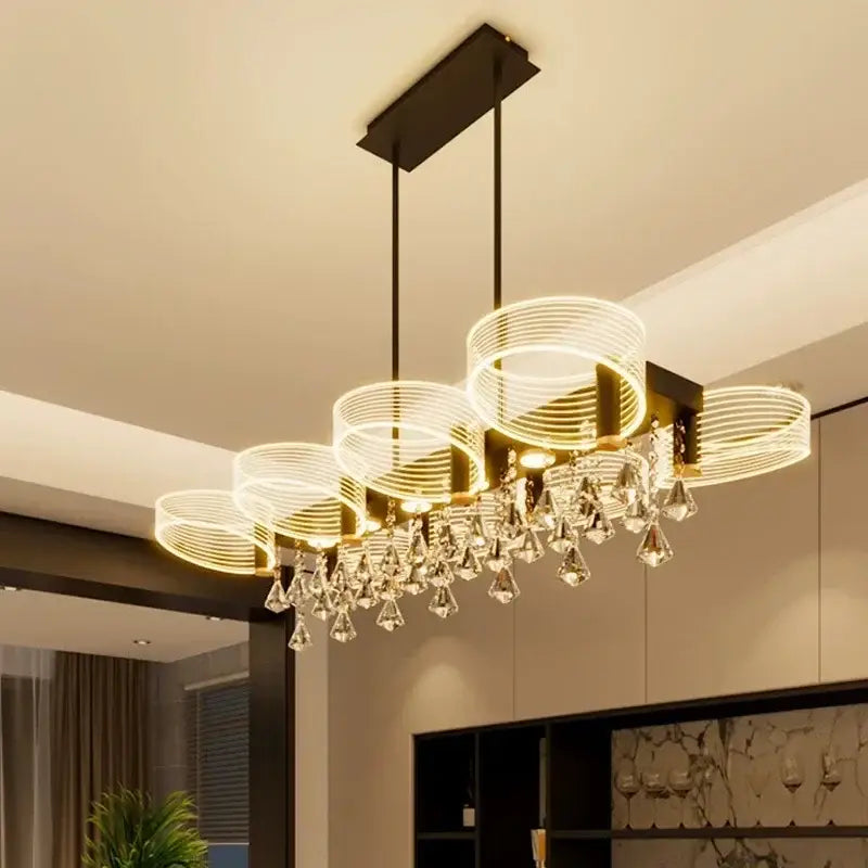 Modern gold acrylic lustre chandelier living room ring light