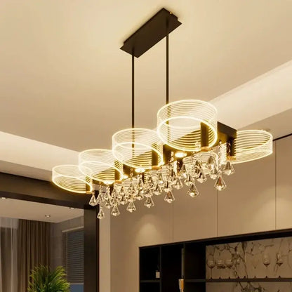 Modern gold acrylic lustre chandelier living room ring light