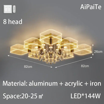 Modern gold acrylic lustre chandelier living room ring light