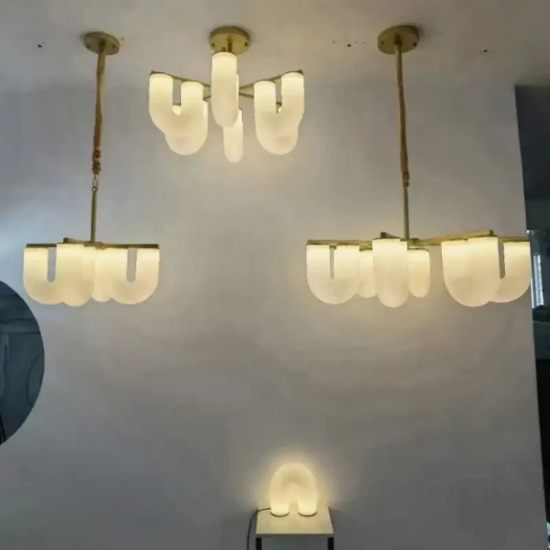 Modern gold acrylic pendant lights dining room cloud design