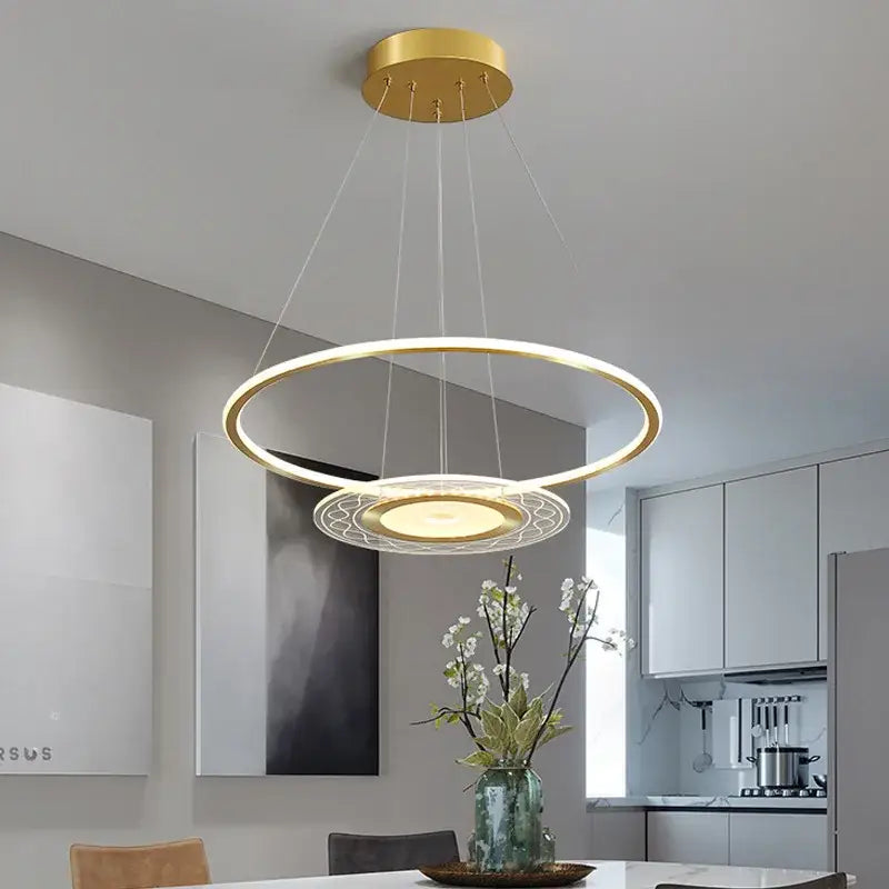 Modern gold acrylic remote control chandelier dining room light