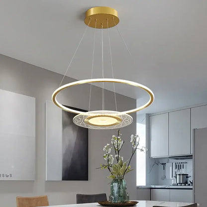 Modern gold acrylic remote control chandelier dining room light