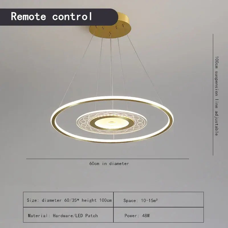 Modern gold acrylic remote control chandelier dining room light