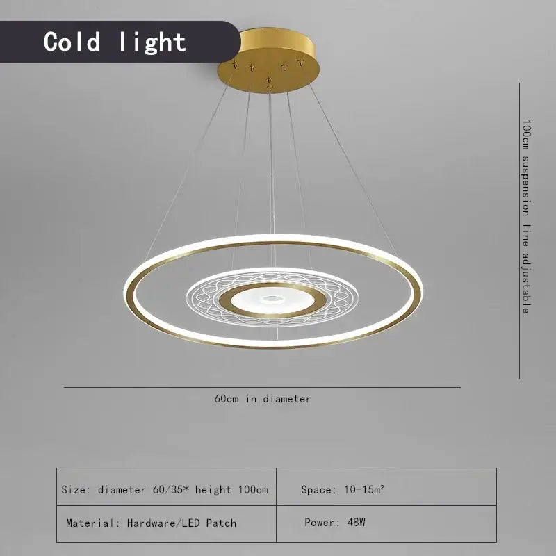 Modern gold acrylic remote control chandelier dining room light