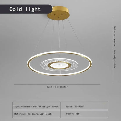Modern gold acrylic remote control chandelier dining room light